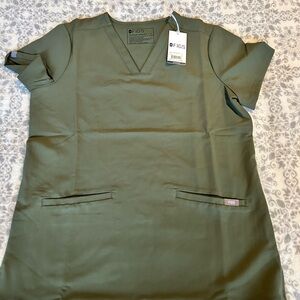Figs Sage Green Three-Pocket Scrub Top